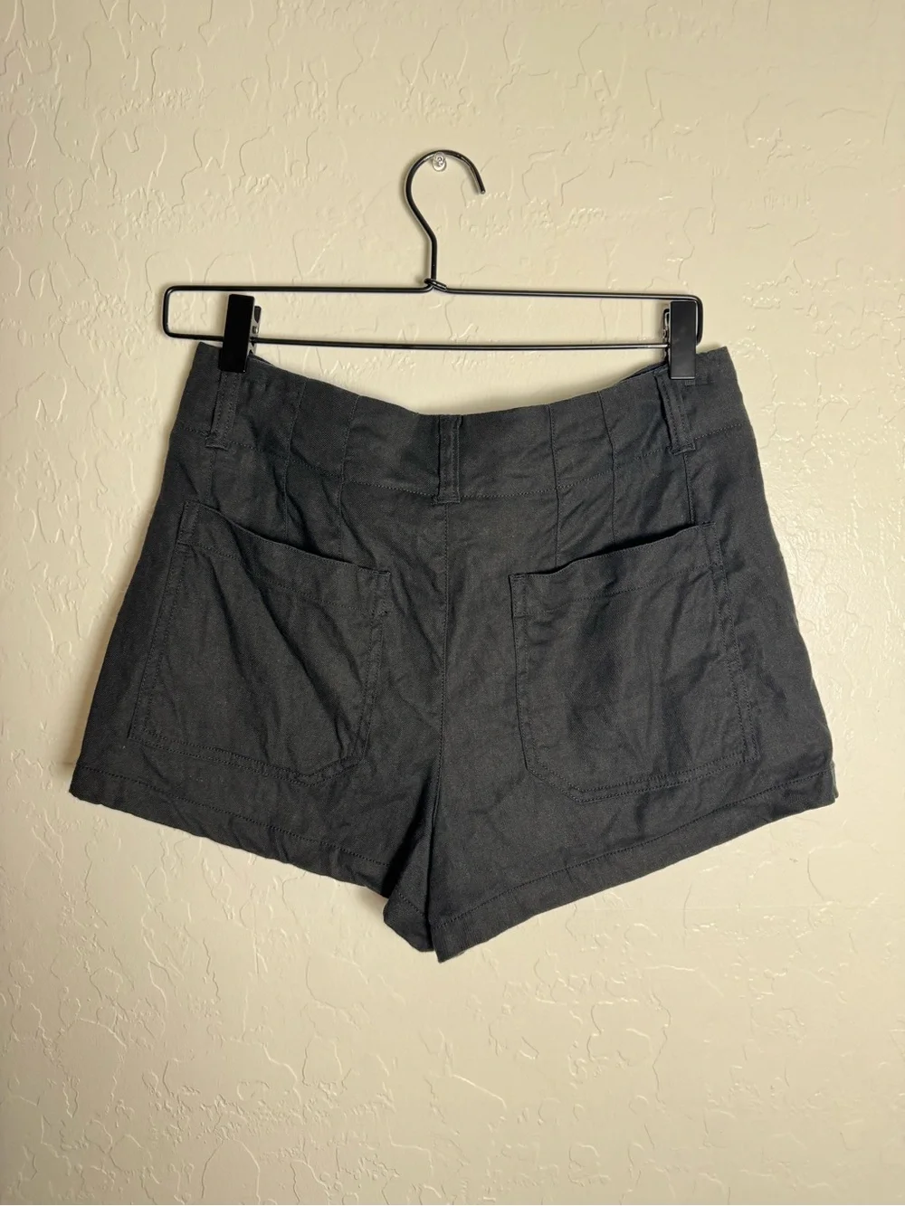 Maeve Anthropologie The Colette High Rise Shorts Black Linen Blend Size 29